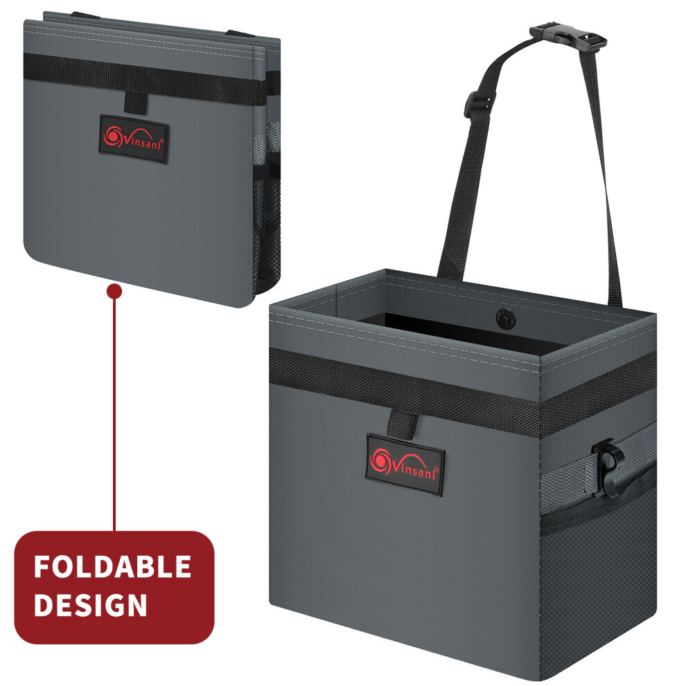 (, Medium) Vinsani Car Rubbish Bin W/ Lid Leakproof Interior Grey 5060839163661