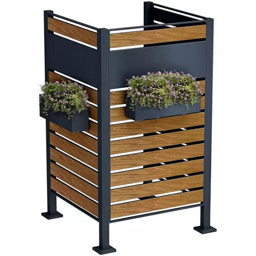 (Basic Unit) Wheelie Bin Cover Wood Effect Slats