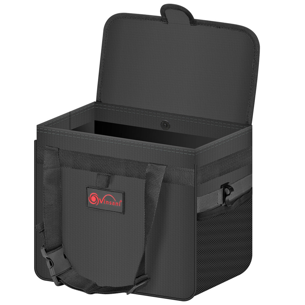 (, Large) Vinsani Car Rubbish Bin W/ Lid Leakproof Interior Black 5060839163654