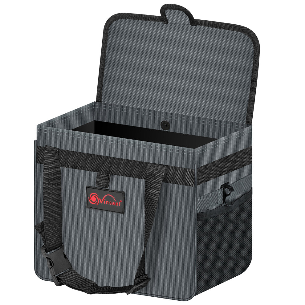 (, Large) Vinsani Car Rubbish Bin W/ Lid Leakproof Interior Grey 5060839163647