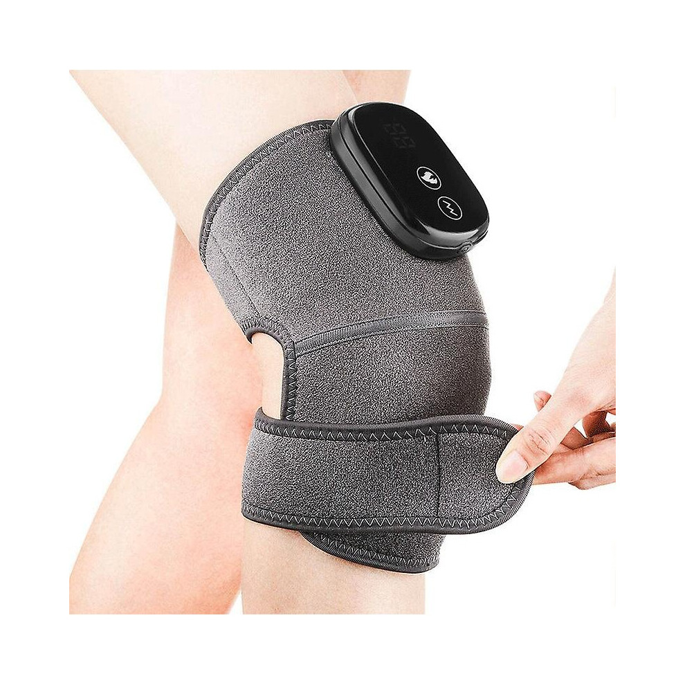 (Gray) Heated Knee Pad Electric Knee Massager Vibration Elbow Brace With Led Display