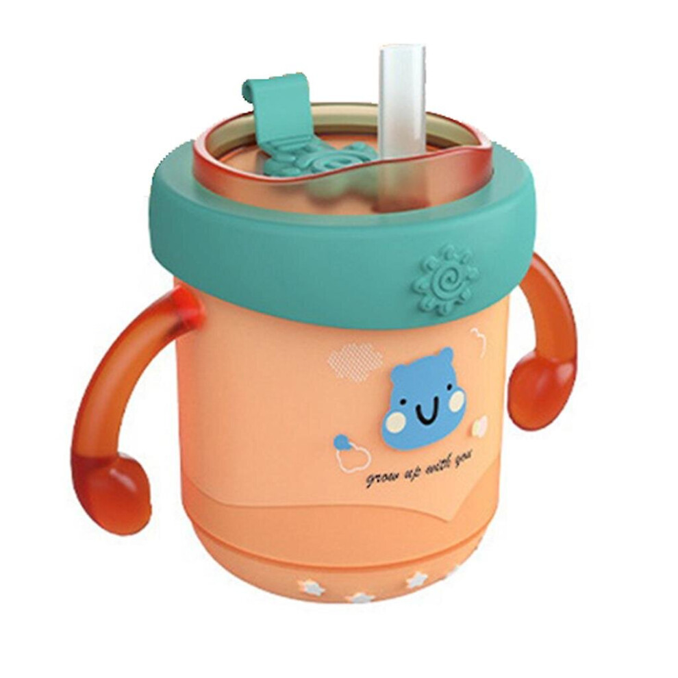 (Orange) Baby Milk Cup Sippy Cup Milk Bottle Stainless Steel Drinking Mug 300Ml Orange