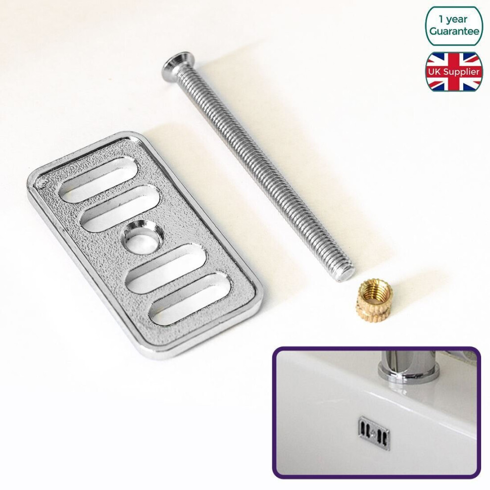 Chrome bathroom / Kitchen Basin Sink Decorative Overflow Cover Plate And Bolt