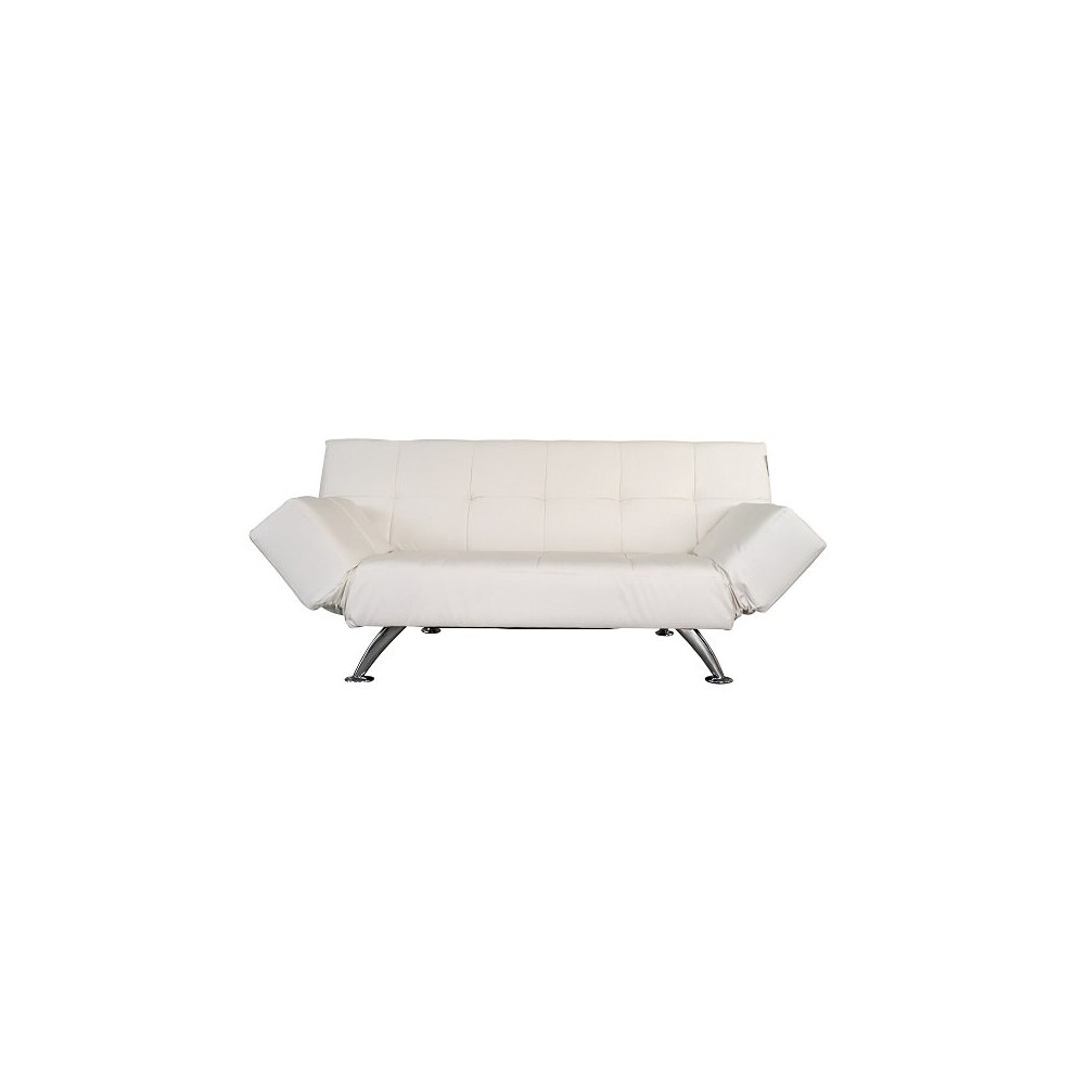 Venice Faux Leather Sofa Bed In White With Chrome Metal Legs