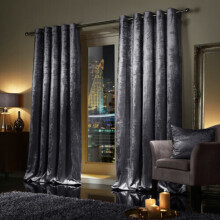 (66" x 90" (168cm x 228), Charcoal) Luxury Velvet Curtains Ready Made Eyelet Ring Top