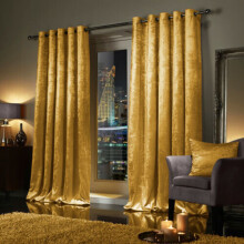 (90" x 90" (228cm x 228cm), Ochre) Luxury Velvet Curtains Ready Made Eyelet Ring Top