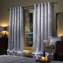 (90" x 90" (228cm x 228cm), Grey) Luxury Velvet Curtains Ready Made Eyelet Ring Top