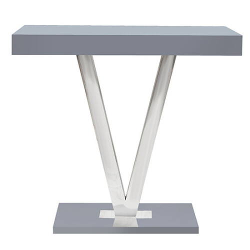 Vienna High Gloss Bar Table Rectangular Glass Top In Grey on OnBuy