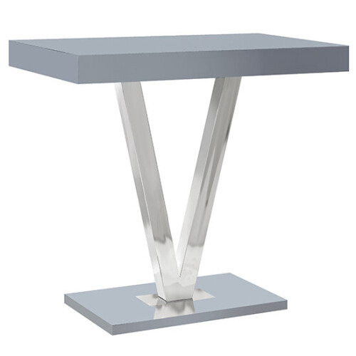 Vienna High Gloss Bar Table Rectangular Glass Top In Grey on OnBuy