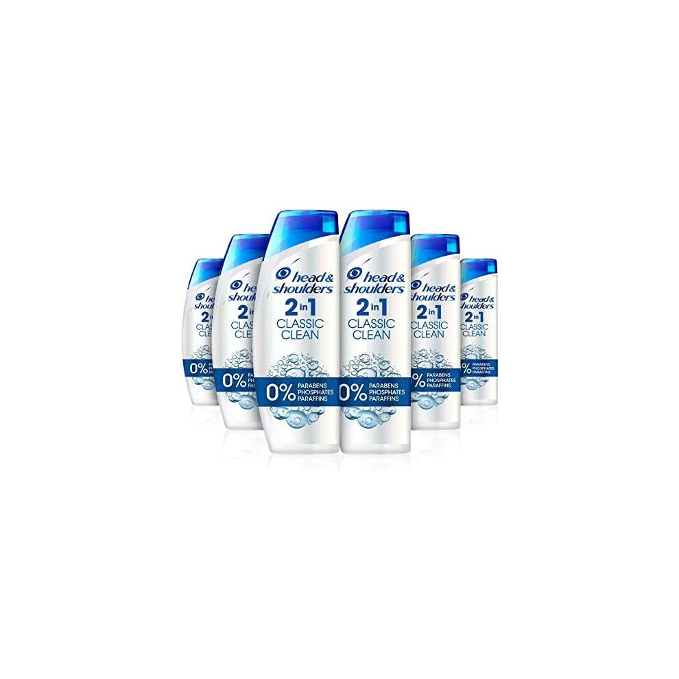 Head & Shoulders Classic Clean Anti-Dandruff 2-in-1 Shampoo, Six-Pack,6 x 225 ml, Clinically Proven Deep Clean, UK #1 Shampoo