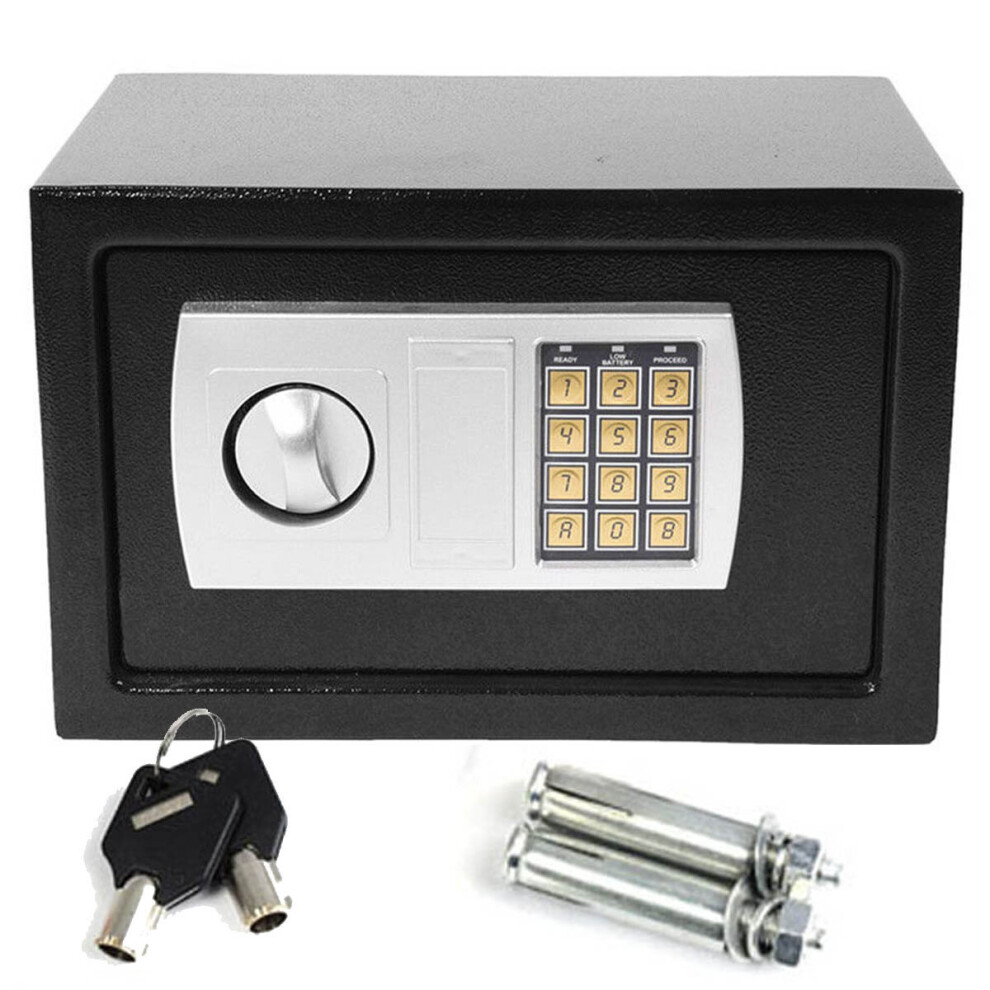 (Black) Digital Security Safety Box Keypad Lock Steel Electronic Safe Boxes with Keys for Money Jewelry Cash Home Office Hostel 8.5L