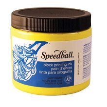 Speedball 3705 Ungiftige wasserl  sliche Blockdrucktinte, 1 Pfund Glas, 3,4 Zoll H  he, 3,7 Zoll Breite, 3,7 Zoll L  nge, Prim  rgelb