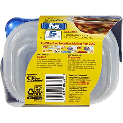 GladWare Contenants Soup & Salad, 24 Oz, 5 Compte, Rectangle Moyen 2