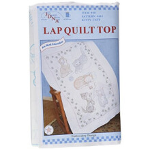 Dessus de couette blanc estamp    Jack Dempsey, 40 pouces par 60 pouces, chats