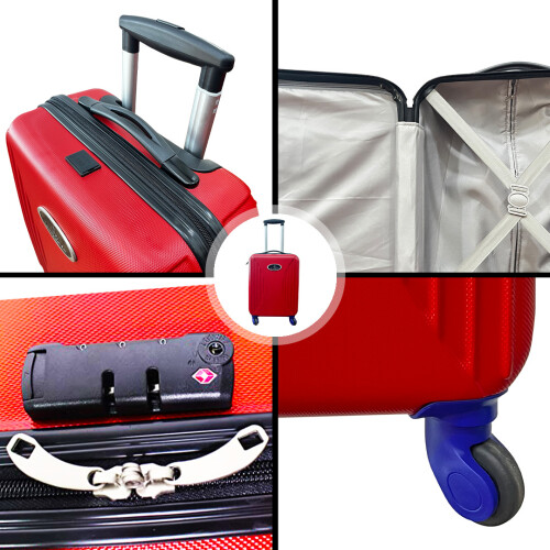 (Red, Small (Cabin) Suitcase) Vivien Kondor ABS Hard Shell Suitcase TSA Lock 2
