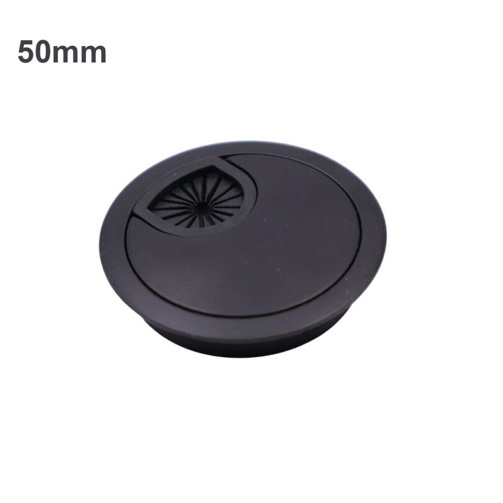 (Black 50mm, 2) 50mm 60mm 80mm PC Computer Desk Plastic Grommet Table Cable Tidy Wire Hole Cover