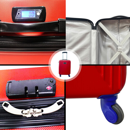 (Red, Medium Suitcase) Vivien Kondor ABS Hard Shell Suitcase TSA Lock 1