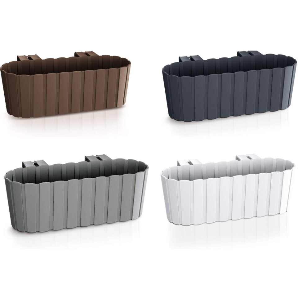 (Brown) Window Box Hook Flower Pot Planter 4 Colours Rustic Slat Farm House Design UK