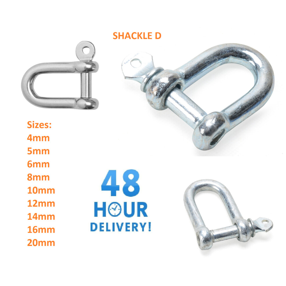 (10mm) Shackles  5 6 8 10 12 14 16 20mm Galvanised Steel Lifting Towing Bow Dee D Link