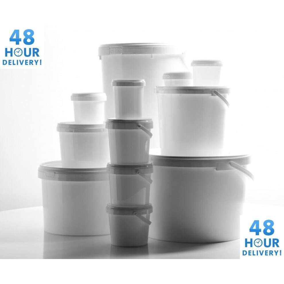 (transparent, 1) Plastic Buckets Tubs White Transparent Tamper Evident Lids 0.5L 1L 3L 5L 10L 25L