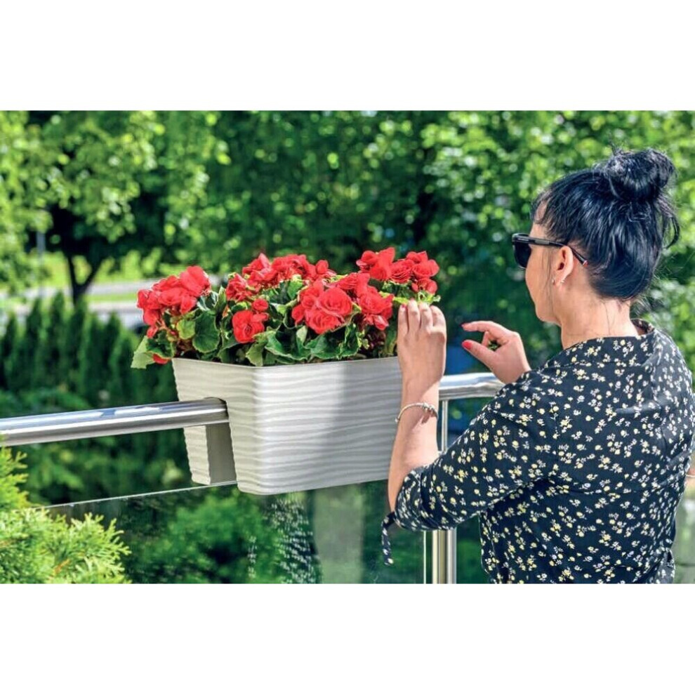 (Anthracite, Large) Flower Bridge Hanging Planter Plant Pot Fence Railing Balcony Decking Garden Pot