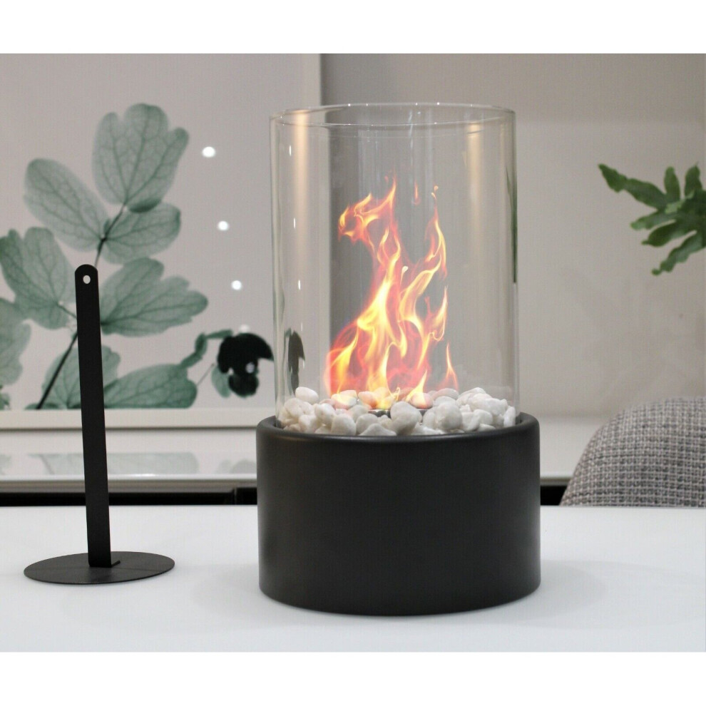 Bioethanol Tabletop Fireplace Indoor Outdoor Bio Ethanol Table Top Fire Grey