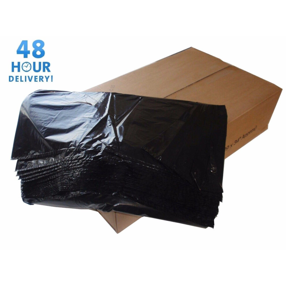 (200) BLACK EXTRA HEAVY DUTY REFUSE BAGS SACKS BIN LINERS RUBBISH BAG 250G GWH3 90L