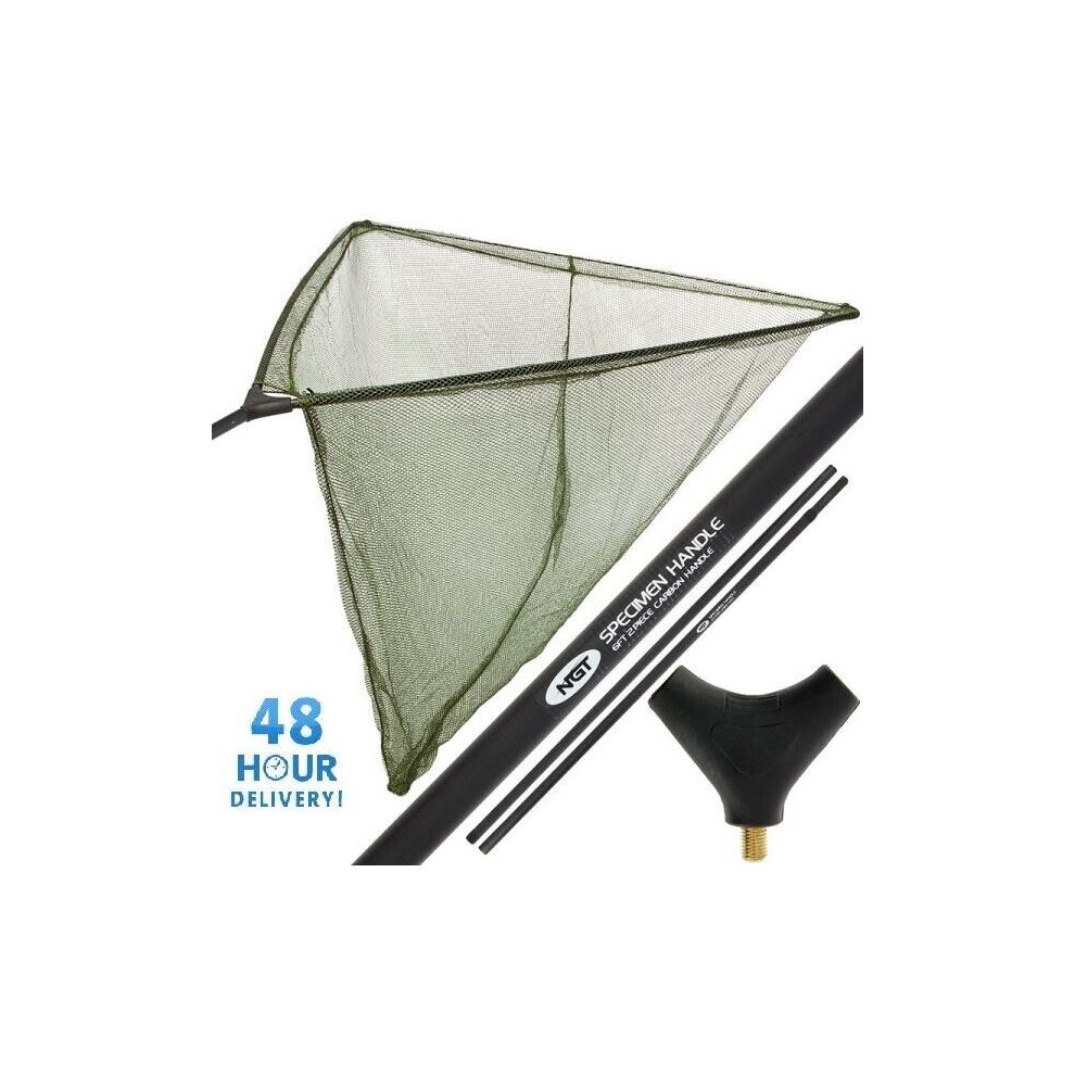 42" Carp Fishing Landing Net + NGT 2m New Landing Net Handle Green Mesh