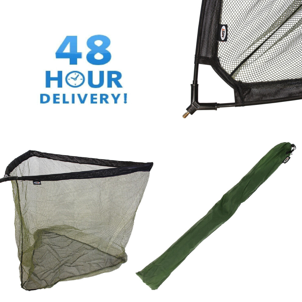 36" INCH CARP COARSE FISHING LANDING NET WITH V BLOCK STINK BAG GREEN MESH NGT