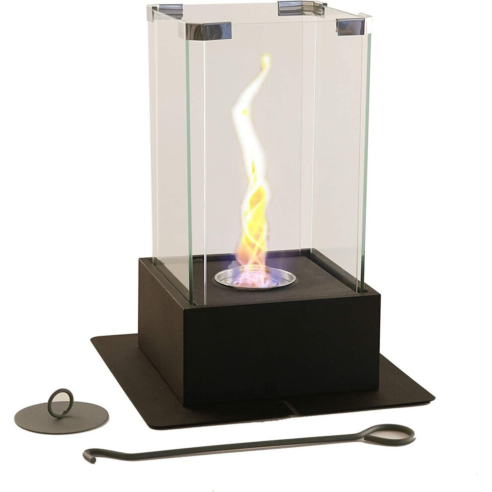 Bio Ethanol Burner Tornado Black Fireplace Glass Burner Fire Bioethanol Flame