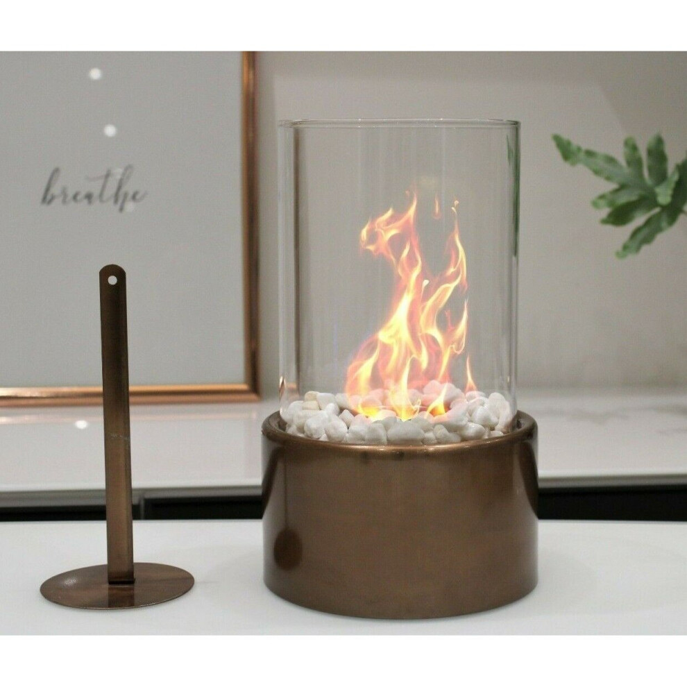 Bioethanol Tabletop Fireplace Bio Ethanol Table Top Fire Round Copper Bronze