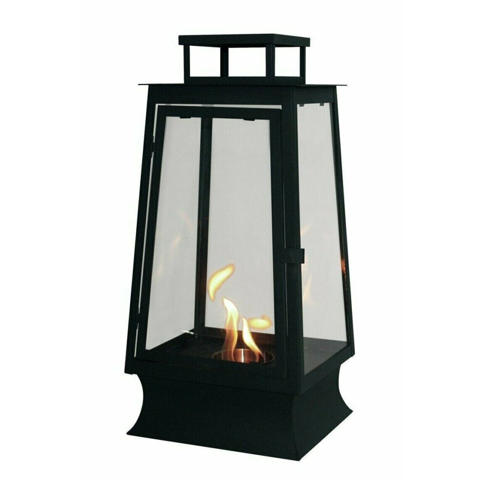 Bio Ethanol Burner Lantern Black Fireplace Glass Burner Fire Bioethanol