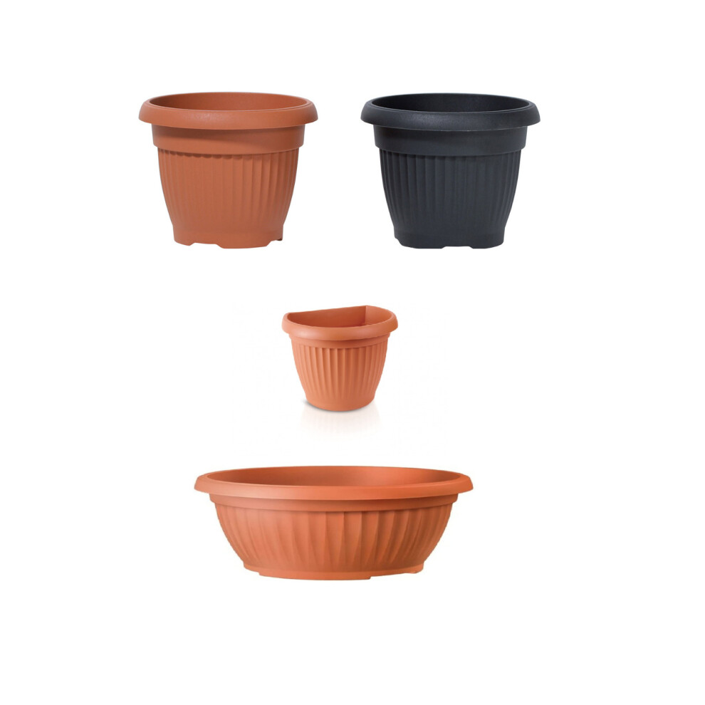 (40 cm Terracotta pot) ROUND PLASTIC PLANT POTS VENETIAN FLOWER POT GARDEN PLANTS HERBS PLANTER HOLDER