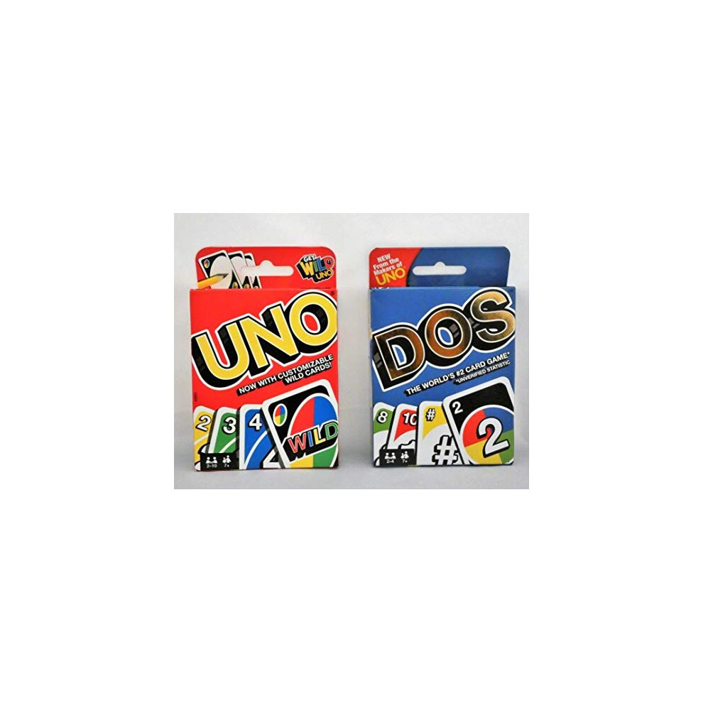 Mattel Uno Card Game Bundled with Dos Card Game, Multicolor