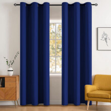 (66" width x 84" drop (Single Panel), Blue) Luxury Insulated Heavy Thermal Blackout Eyelet Curtains Ring Top Ready Made Pair Window Panel Free Tieback 2PC Curtain For Living Room Bedroom