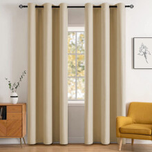 (90" width x 90" drop, Cream) Luxury Insulated Heavy Thermal Blackout Eyelet Curtains Ring Top Ready Made Pair Window Panel Free Tieback 2PC Curtain For Living Room Bedroom
