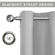 (46" width x 54" drop , Light Grey) Luxury Insulated Heavy Thermal Blackout Eyelet Curtains Ring Top Ready Made Pair Window Panel Free Tieback 2PC Curtain For Living Room Bedroom