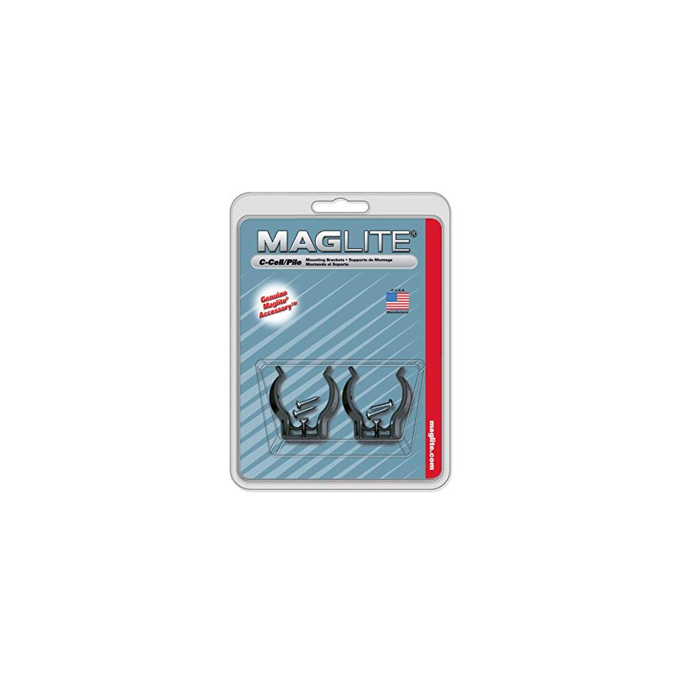 Maglite Black Universal Mounting Brackets for C-Cell Flashlight, 2 pk