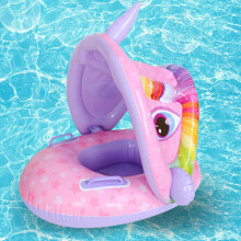 ( Pink Unicorn) Baby Swimming Ring with Seat,Inflatable Baby Float for Swimming Pool