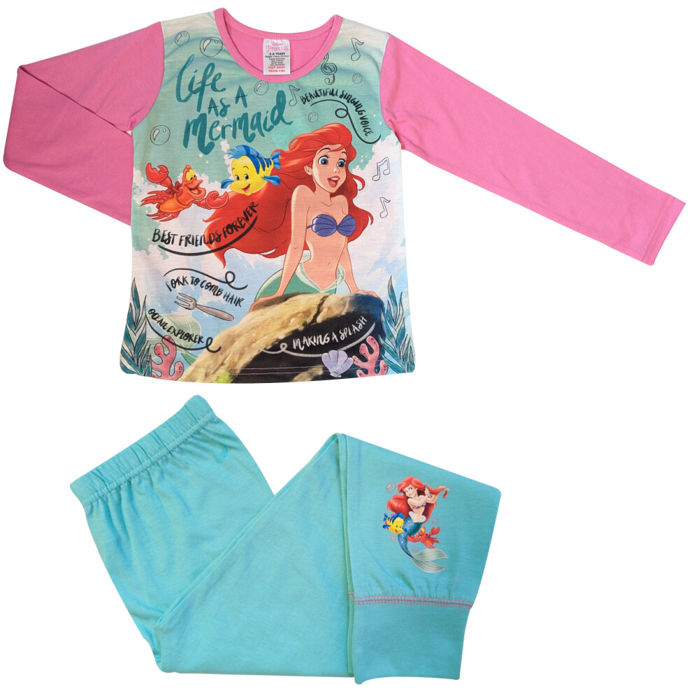 (9-10 Years / 134-140 cms) Girls The Little Mermaid Pyjamas - Long Sleeve