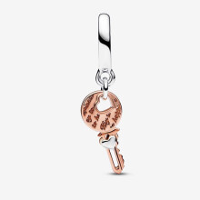 Pandora Two-tone key & Sliding Heart Dangle Charm 782510C00