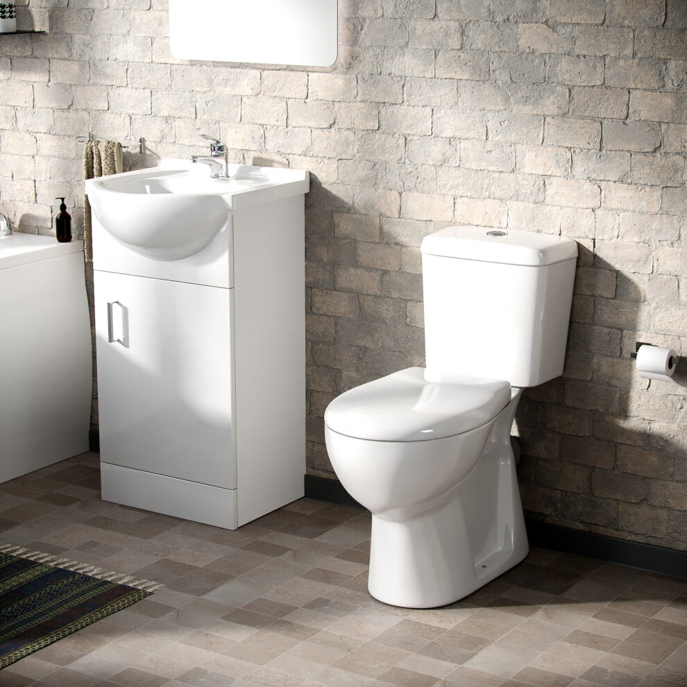 Nes Home Nanuya Suite Set of 450mm White Basin Vanity and Close Coupled Toilet