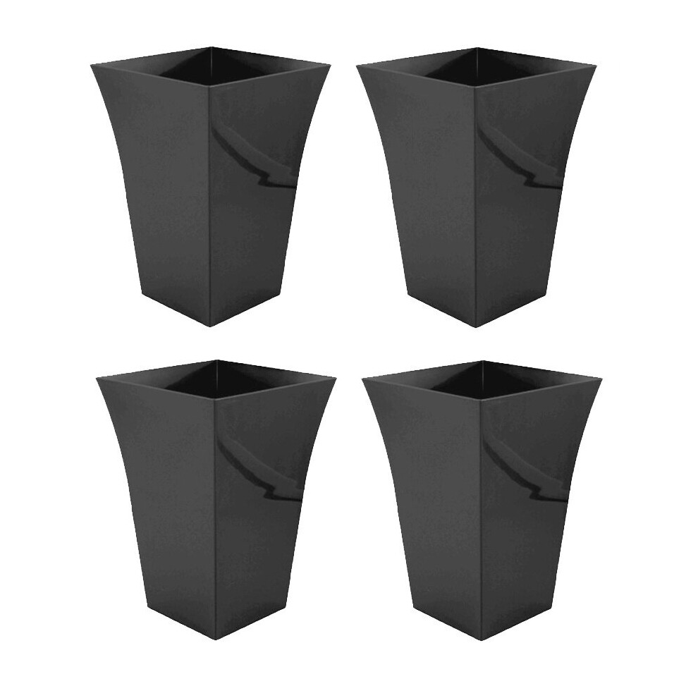 4 Tall Black Flared Milano Planter Plastic Pot Indoor Outdoor