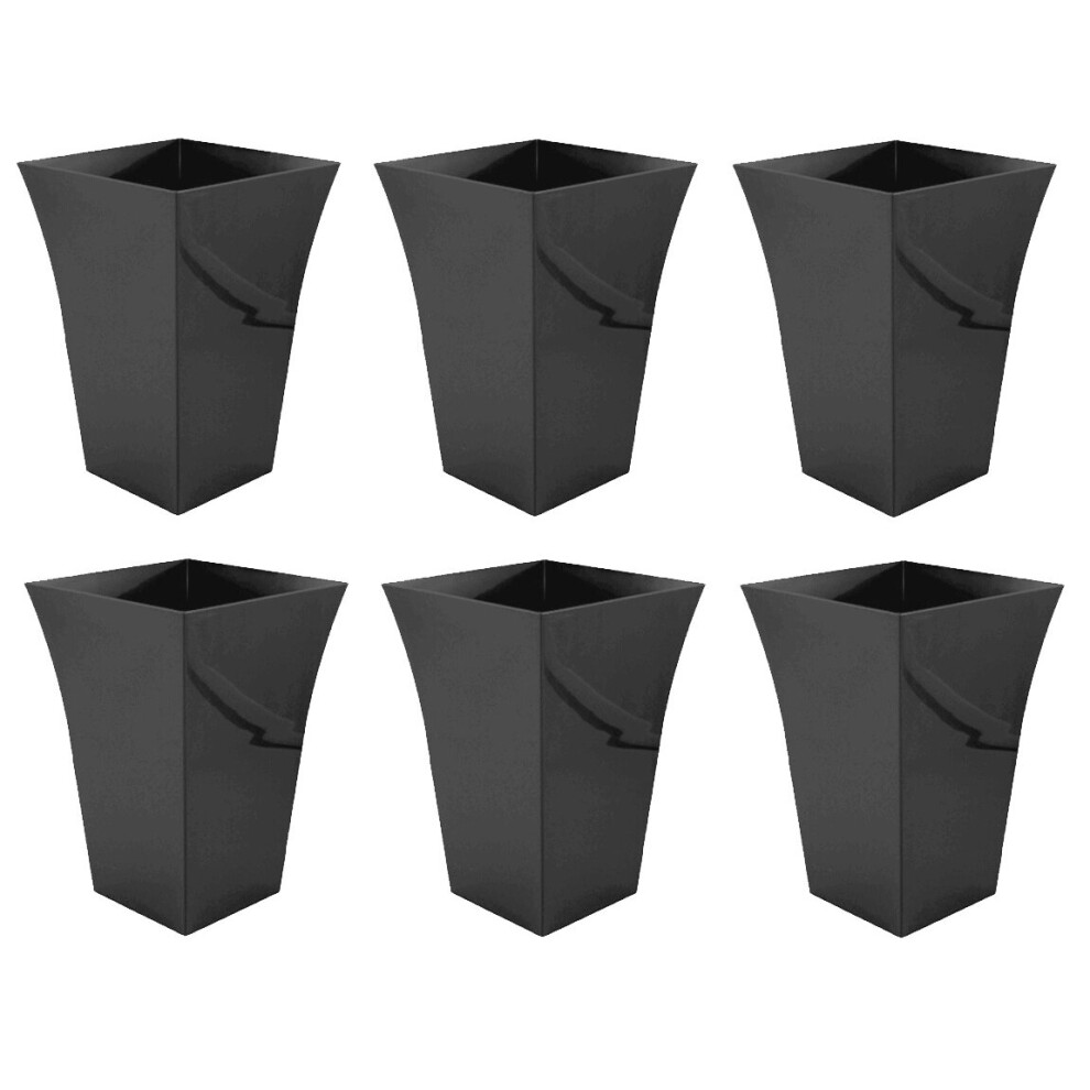 6 Tall Black Flared Milano Planter Plastic Pot Indoor Outdoor