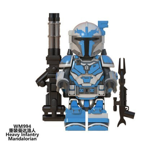 (Mandalorian Blue Heavy) Star Wars Custom Mini Figures Fit Lego Sets