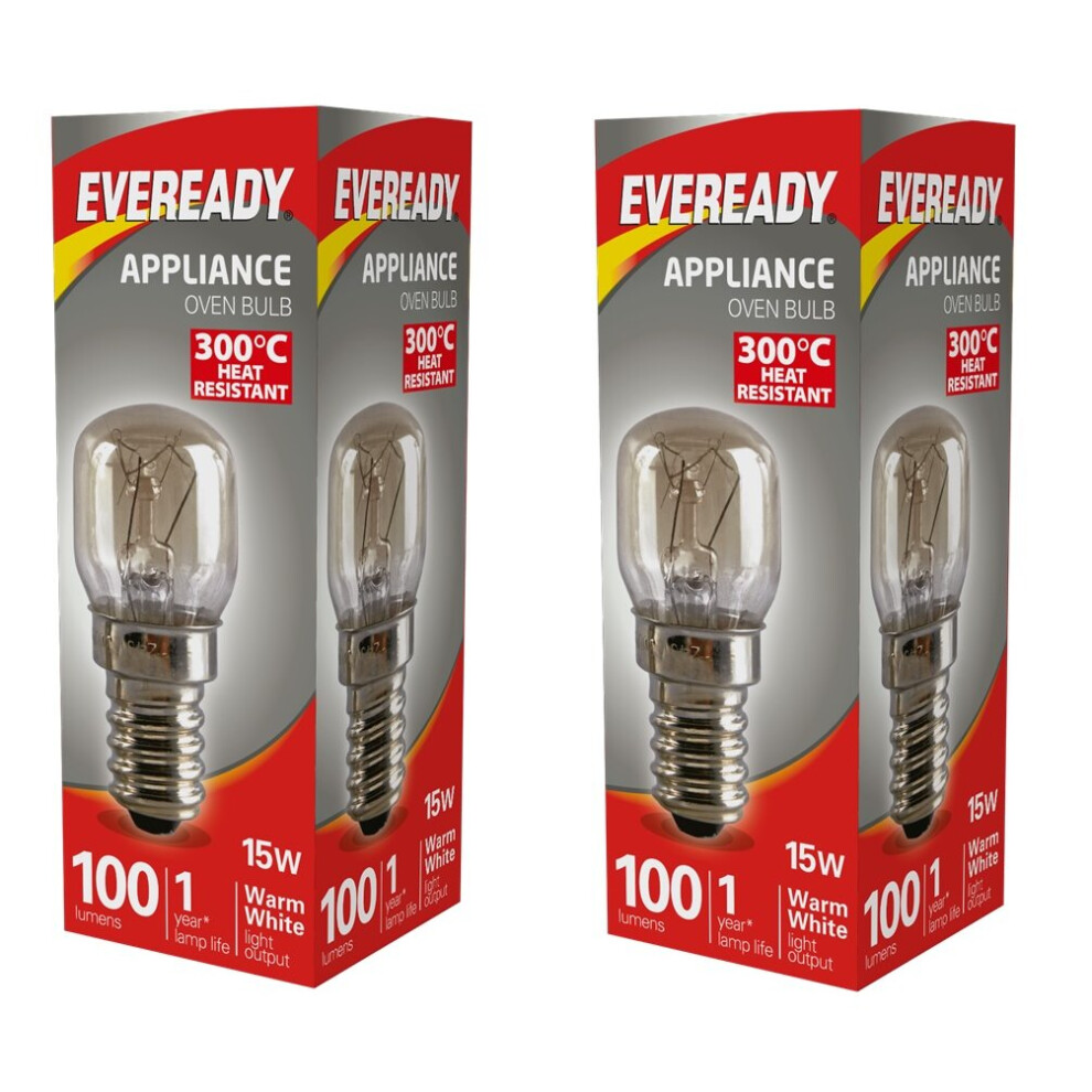 2 x Appliance Oven Bulb 15W Warm White 100 Lumens 240V Heat Resistant