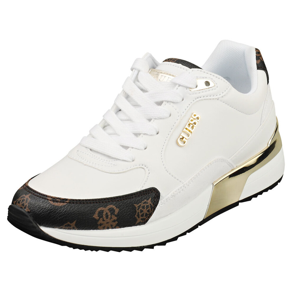 Guess Fl5moxfal12 Womens Casual Trainers in White Brown - 3 UK