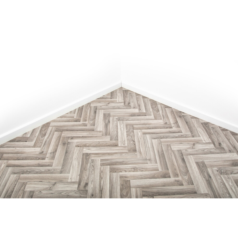 (Caprio Tile, 2m x 4m Width) Parquet Style Vinyl Lino Flooring Roll 2m & 4m Width