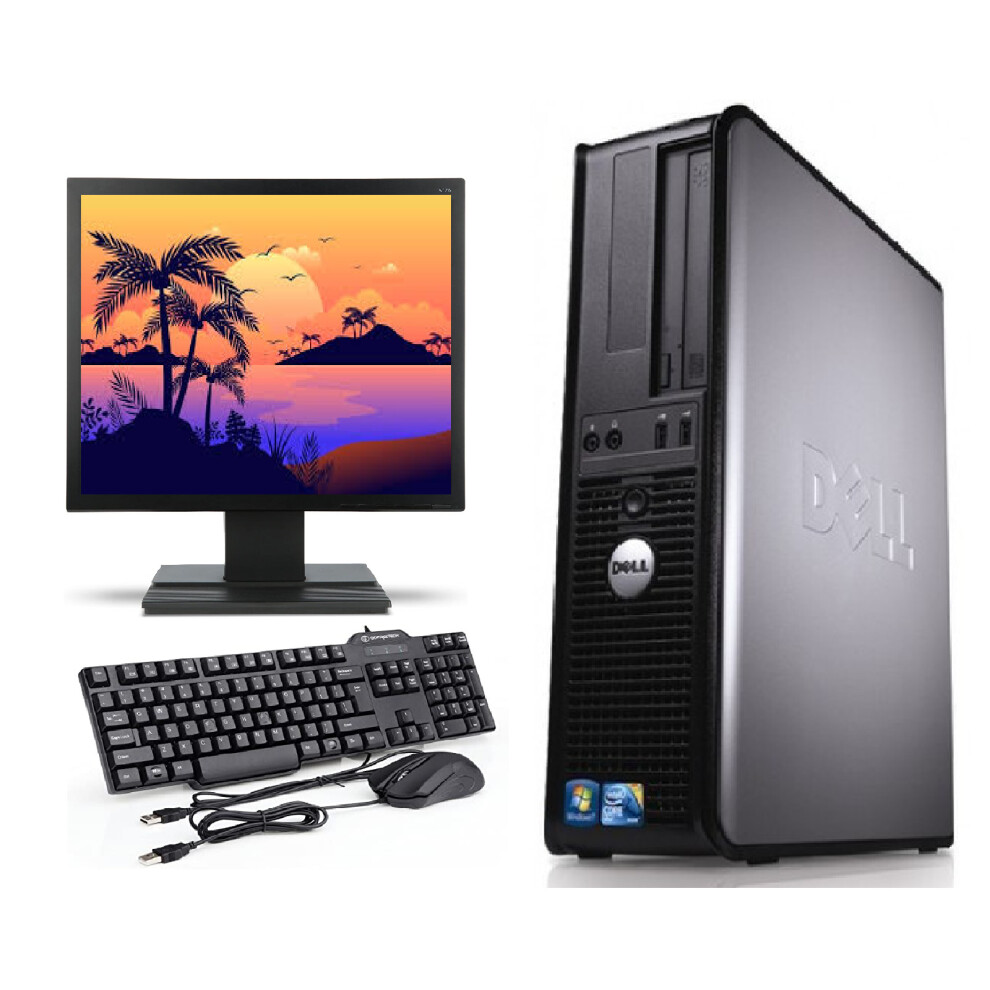 FCS FAST DELL BUNDLE COMPUTER TOWER PC SET SYSTEM QUAD CORE 8GB 1TB 19" TFT