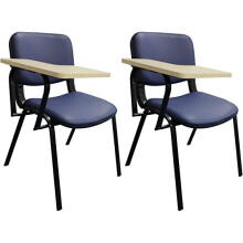 (PU Blue with Tablet, 2) Reception chair